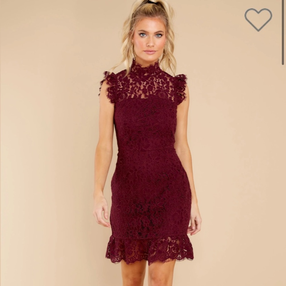 Wine Lace Sheath Dress